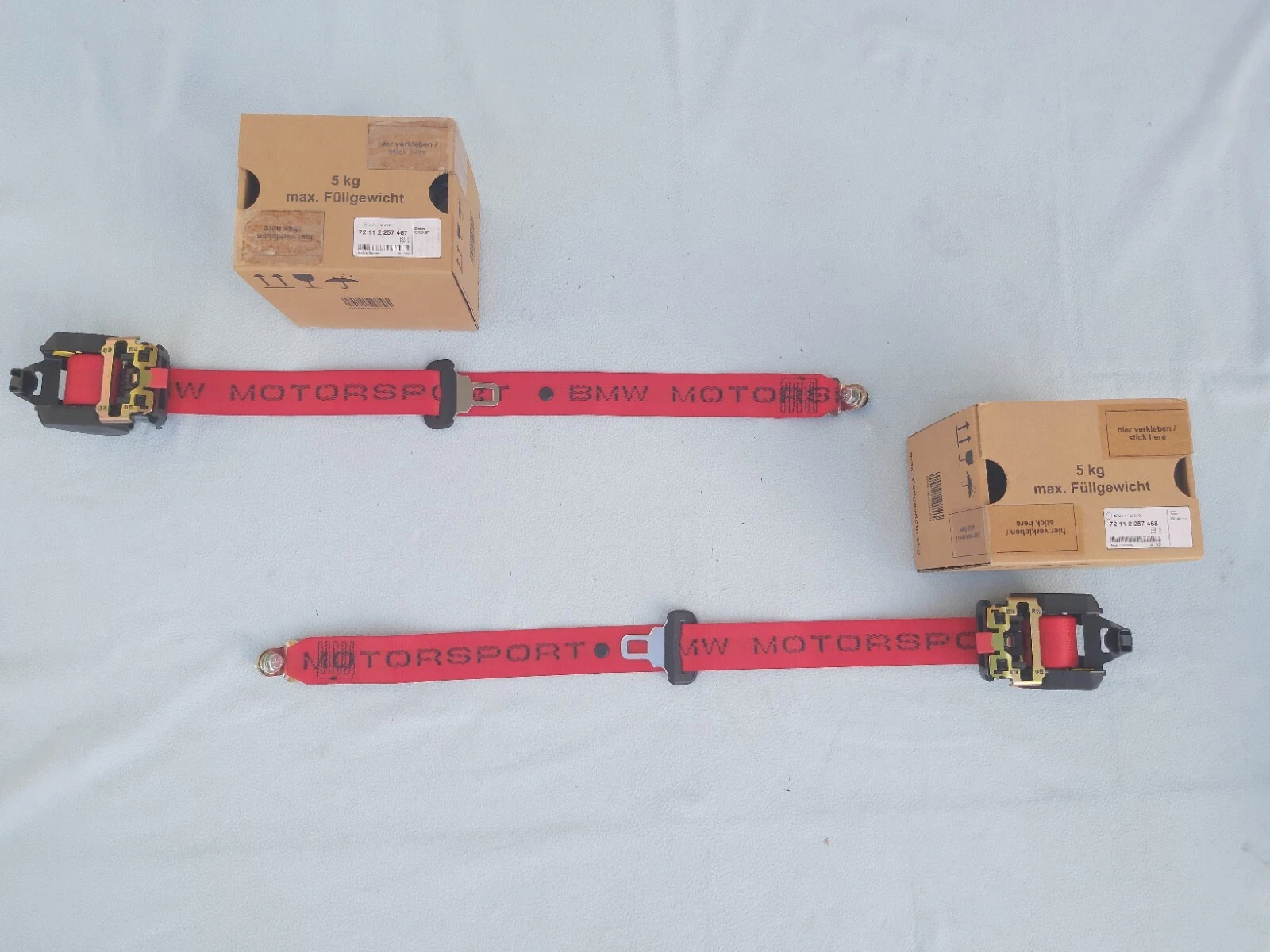 GENUINE BMW E36 RED MOTORSPORT UPPER REAR BELTS (LEFT + RIGHT)