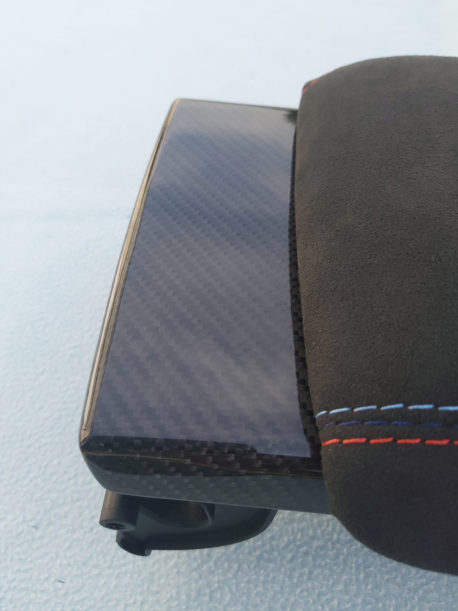 BMW F80 M3 F82 M4 ARMREST, NEW 9002 ALCANTARA with M-STITCHING and CARBON Cover